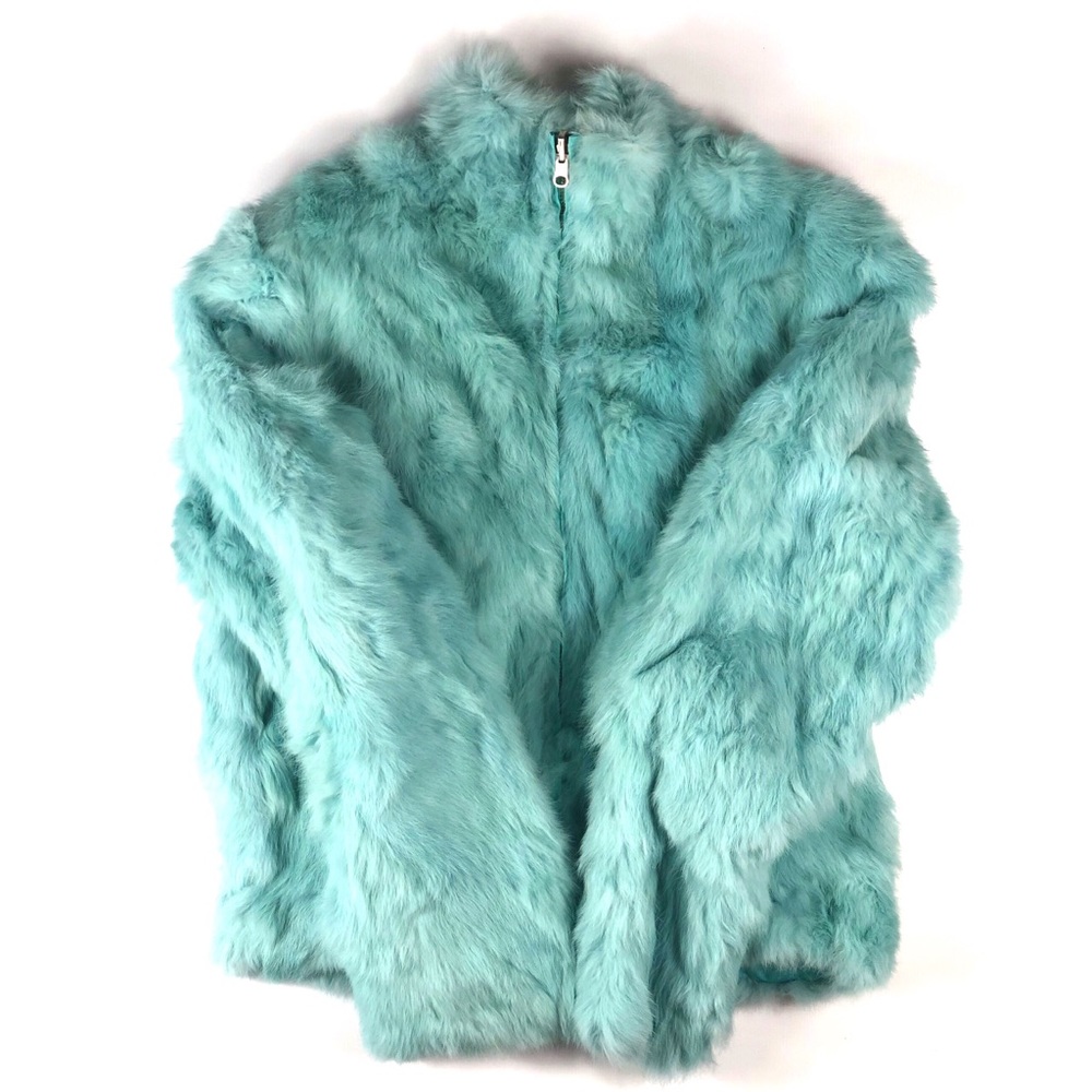 VINTAGE TEAL RABBIT FUR COAT